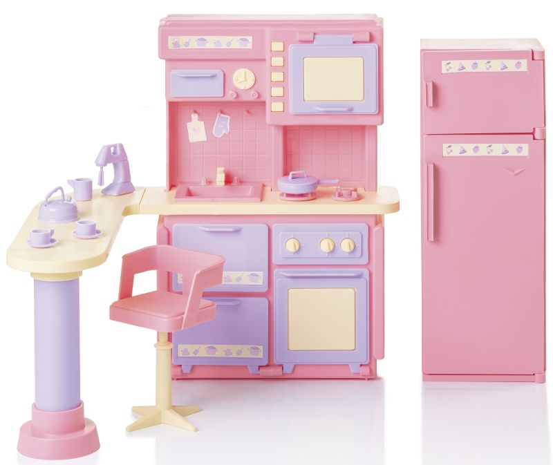 Кухня кукольная розовая