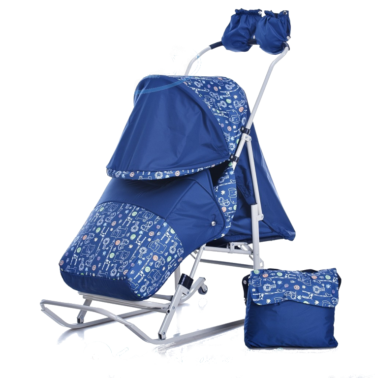 Санки-коляска Kristy Luxe Comfort темно-синий/Африка Санки-коляска Kristy Luxe Comfort темно-синий/Африка
