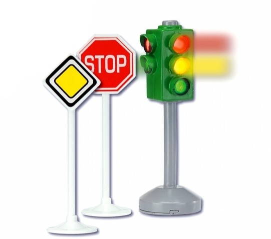Игрушечный светофор с переключением света и дорожными знаками