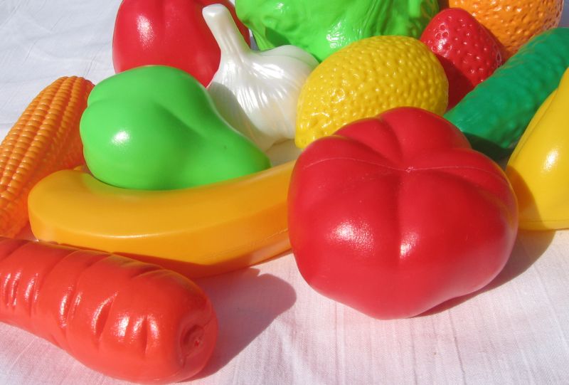 Детский набор овощей и фруктов из пластмассы