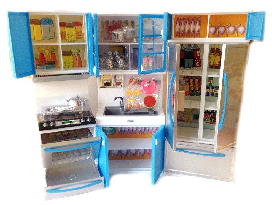 Кукольная кухня со светом и звуком Маленькая хозяйка состоит из 3-х шкафов:...