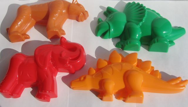 Формы для песка: тигр, мамонт, динозавр №1, динозавр №2