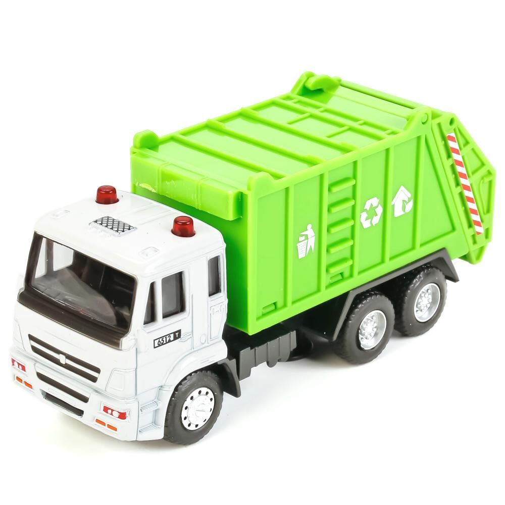 Игрушечный КАМАЗ мусоровоз (белая кабина) 13 см