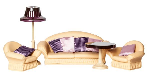Кукольный диван и 2  кресла бежевые