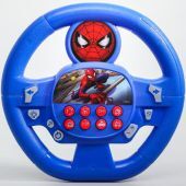 Детский игрушечный музыкальный руль "Человек паук" 23 см
