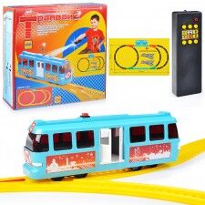 Трамвай 2 на рельсах игрушка с пультом