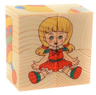 Деревянные кубики с рисунком игрушки