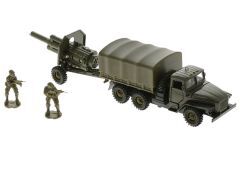 Игрушка Урал военный грузовик с пушкой и солдатиками 23 см