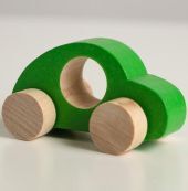 Детская деревянная развивающая машинка каталка зеленая