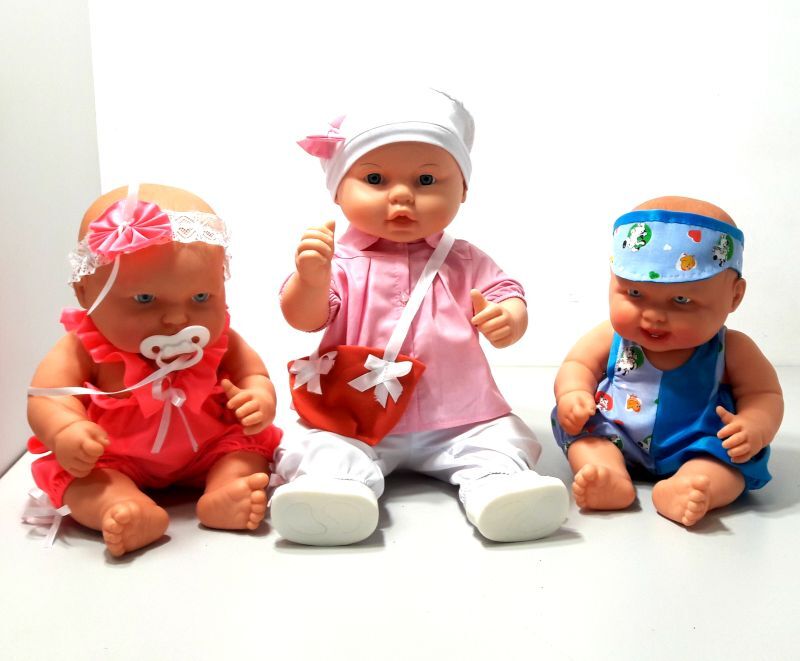 Куклы пупсы разных размеров Оксанка, Влада, Данилка в сравнении сидя