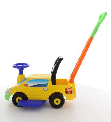 Автомобиль-каталка "Пикап" с ручкой - №2 (жёлтый)