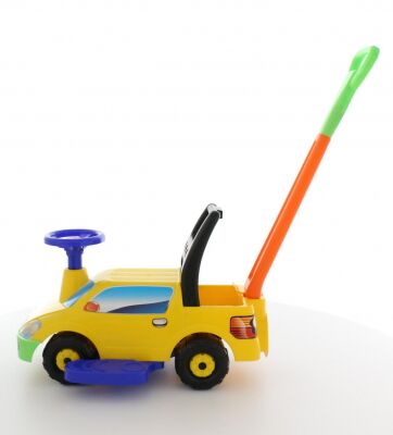 Автомобиль-каталка "Пикап" с ручкой (жёлтый)