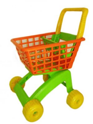 Купить детскую игрушечную тележку для супермаркета оранжевого цвета