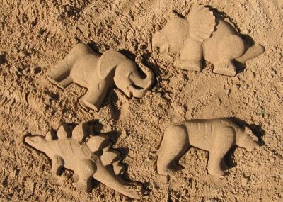 Формы для песка: Тигр, Мамонт, Стегозавр, Трицерапторс