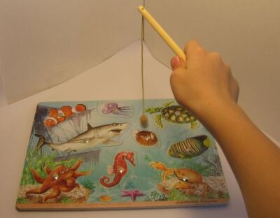 Детская рыбалка: деревянная игра на магнитах Морские обитатели