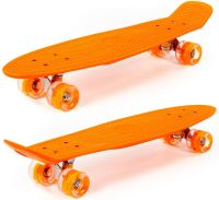 Детский оранжевый скейт с оранжевыми колёсами