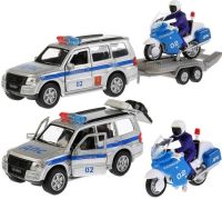 Игрушечная полицейская машинка Mitsubishi Pajero с прицепом - 18 см