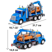 Инерционная машина Профи 31,7 см (звук + свет) - лесовоз (5 бревен) с краном-манипулятором