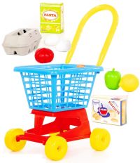 Детская тележка для супермаркета с продуктами и яичками