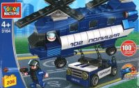Игрушечный конструктор "Город мастеров" Полицейский вертолёт с машинкой 206 дет.