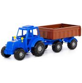 Игрушечный синий трактор с прицепом 1