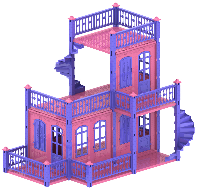 Домик для кукол Замок Принцессы 3-х комнатный розовый