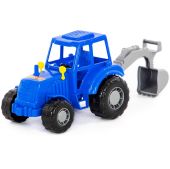 Игрушечный синий трактор "Мастер" с лопатой