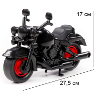 Игрушка Мотоцикл гоночный Кросс (черный с красными дисками колес) - 27,5 см