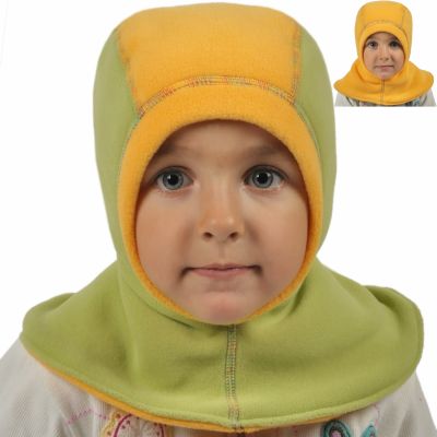 Шапка-шлем двусторонняя (желтый+салат и желтый) Размер M