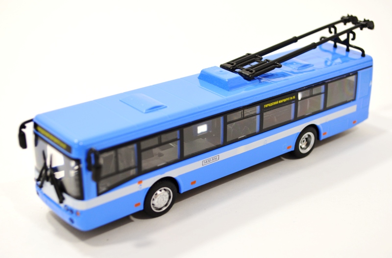 Игрушечный троллейбус голубой 16 см