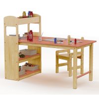 Деревянный письменный стол-парта для школьника (Красный)