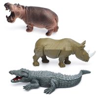 Игрушки животные Африки бегемот, носорог, крокодил- 3 шт.