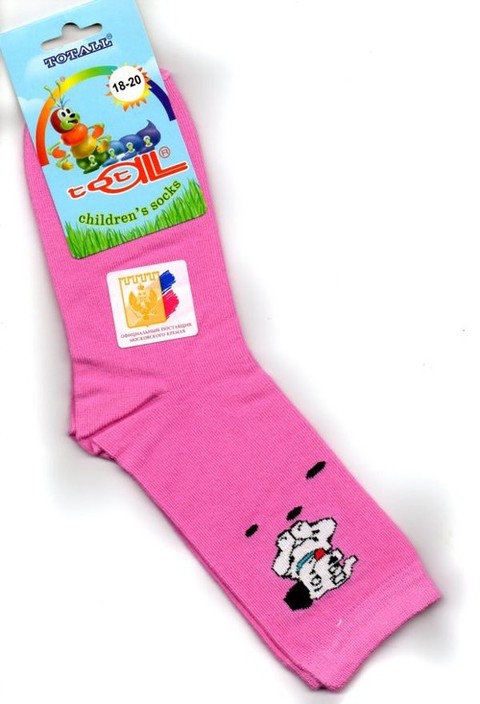 Детские носки Totall   размер 18-20  Арт.: M026 розовые с долматинцем