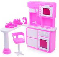 Кукольная кухня в розовом цвете
