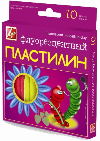 Пластилин флуоресцентный 10 цветов