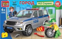 Игрушечный конструктор "Город мастеров" Полицейский UAZ Patriot в автосервисе 97 дет.