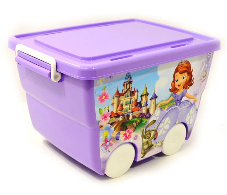 Ящик для игрушек на колесах Disney лиловый