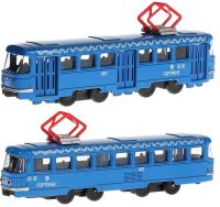 Игрушечный синий металлический Трамвай Татра