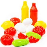 Игровой набор продуктов с яичками №5, овощей, фруктов (пластмасса)