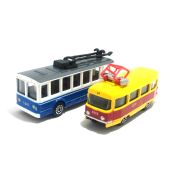 Набор из 2-х мини игрушек трамвай и троллейбус
