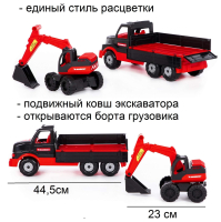 Бортовой автомобиль грузовик 44,5 см Сталкер с экскаватором 23 см