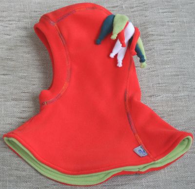 Шапка-шлем с хвостиками (красный) Размер М