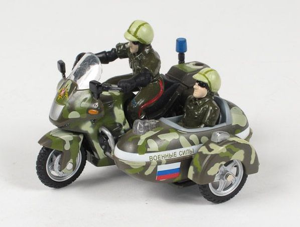 Игрушка мотоцикл с коляской военный
