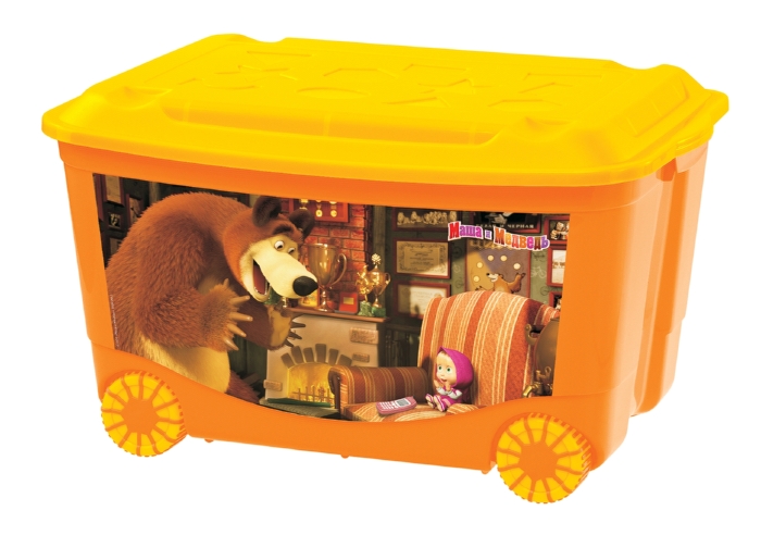 Ящик для игрушек на колесах с рисунками