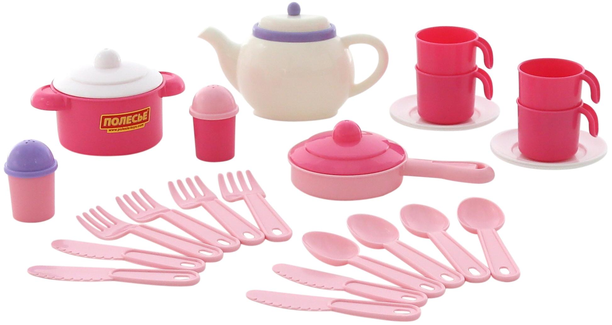 Детская розовая посуда