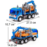 Инерционная машина (со звуком и светом) лесовоз (5 бревен) с краном-манипулятором Сити 27,5 см