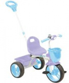Детский велосипед трёхколёсный с ручкой и кузовом фиолетовый