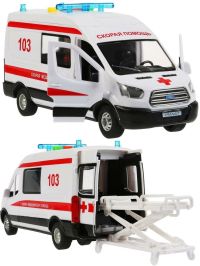 Игрушечный фургон Ford Transit Скорая помощь с носилками - 16 см