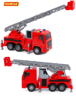 Игрушка пожарная машинка МАЗ с лестницей - 29,5 см инерция, 4 звука, мигание диодов