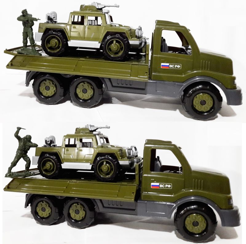Игрушка военный джип на грузовике с солдатиком